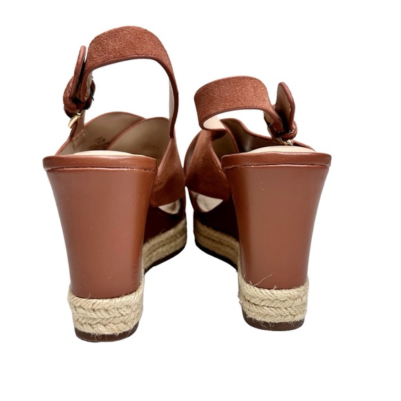 Halston NEW Stella Wedge Sandals Leather Suede Espadrille SZ 6.5 Wide - Picture 8 of 12